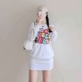 9113-LongSleeve Waffle Terno Skirt with Two Side Pocket Can fit to S-M/L-XL. 