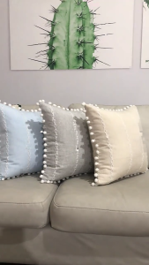 Stains Resistant Square 45x45cm Pillow Cover Minimalists Home Accent Sofa Bedroom Decorative Cushion Tassels Detail