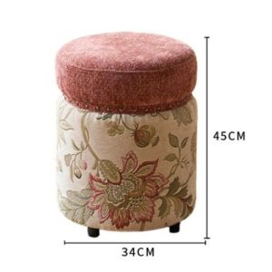 Sacesr Solid Wood Luxury Stool Nordic Living Room Cylindrical Stool Floral Thickened Non-slip Sofa Stools Art Soft Home Furniture 2B5Z7