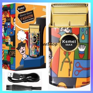 Kemei KM-RS7098 Graffiti Electric Shaver Professional Beard Trimmer Mini Electric Razor Beard Cutting Machine Men Graffiti USB Charging