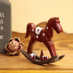 FFBH Resin Rocking Horse Ornament Christmas Gifts Living Room Bookcase Room Desktop Ornaments Home Decoration Wholesale R6P8Q