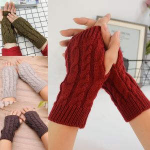 SURRIP FASHION เด็กผู้หญิง บิด อุ่นหนา ถุงมือถักยาว ปลอกแขน ถุงมือผู้หญิง นวมปุ่ม