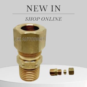 ข้อต่อตรงทองเหลือง ข้อต่อสายลม ข้อต่อตาไก่สายลม (เกลียวข้าง+ตาไก่) มีหลายขนาด #68