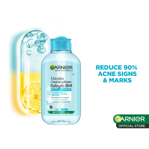 Garnier 2% Salicylic Acid BHA Micellar Water (125ml) - Makeup Remover for Oily Open Pores Acne Prone Skin Cleanser Toner Skincare
