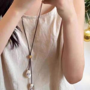 Minwen สร้อยคอจี้รูปวงรียาวหรูหราระบบป่าไม้สไตล์จีนใหม่เครื่องประดับแฟชั่นสไตล์วินเทจเซนแบบเรียบง่าย