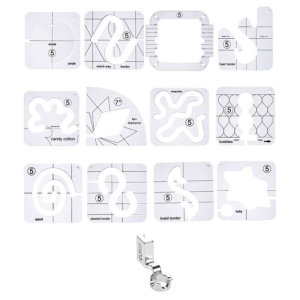 13 Pcs Frees Motion Quilting Template Set Clear Sewing Ruler Arcylic Quilting Ruler Quilting Stencil for Craft Quilting