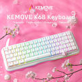 KEMOVE K68 Hot Swappable RGB Backlit 3 Modes Connection Mechnical Keyboard for Windows,Mac OS. 