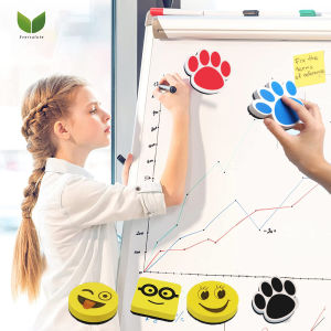 Eversalute Magnetic Whiteboard Dry EraserFridge Dry Erase Board Eraser Chalkboard Cleaner Cute Face Animal Pattern Wiper School Office Supplies For Classroom Home and Office