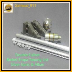 Breket Eropa Besi Gorden Double FullSet Alkan Batang 4 meter Ulir dan Garis Tirai Pintu Jendela Tabung List