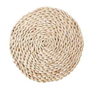 Kitchen Round Rattan Placemats Natural Corn Straw Woven Dining Table Mats Heat Insulation (Small) 22cm