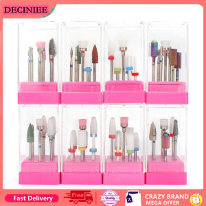 DECINIEE 7 Pcs Ceramics Nail Drill Bits Set Tungsten Carbide Acrylic Nail File Drill Bit Brush Manicure Pedicure Nail Drill Machine Bits