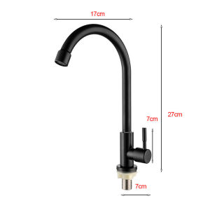 SUS 304 Stainless Steel Kitchen Faucet 360° Rotatable Water Silver/Premium Black And Braided Tube
