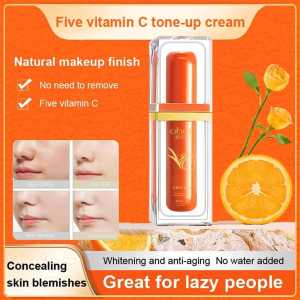 五重VC素颜霜 Fivefold vitamin C tone-up cream VC Bare Faced Cream Makeup Cream 遮瑕保湿懒人妆前隔离V-C美白遮瑕自然提亮素颜身体霜 Concealer Moisture Student Office workers