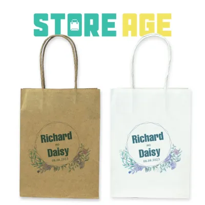 Store Age [100pcs] CUSTOMISE NAME PRINTING Paper Bag S Size Wedding Jawi Classic Theme Goodies Doorgift For Events Kahwin Minimalist