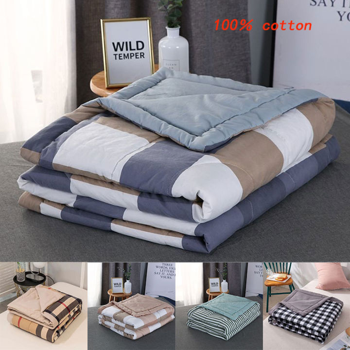 Summer Lightweight 100% Washed Cotton Quilt - Cool Breathable Double-Sided Blanket For Hot Sleepers