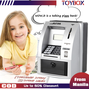 Mini ATM Savings Piggy Banks Toys for Real Money Save for Kids Electronic ATM Machine Coin Bank Toy Money Saver Digital Password  Auto Cash Safe Box Login Deposit Withdraw Debit Card Saving Target Timer Gifts for Children Christmas Gifts