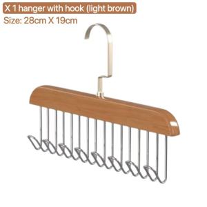 BIN LU 8 - Hook Organizer Hanger for Bra - Multi - Tier Space - Saving Clothes Hanger - Wooden & Metal Design for Efficient Wardrobe Organization