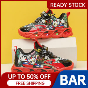Shoes for kids boys LED Luminous shoes rubber shoes for Boy Sneakers Ultraman Lamp shoes