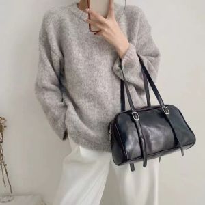 CHARMST น้ำเงิน กระเป๋าบอสตัน ความจุขนาดใหญ่ แบบเกาหลี กระเป๋าใต้แขน สง่างาม กระเป๋าหมอน กระเป๋าถือผู้หญิง ผู้หญิง