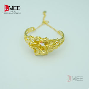 18K Gold Plated Bangle w/Flower Design Jewelry Accessories For Women