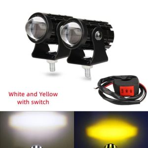 ECILY Motorcycle Headlight Spotlight Canbus LED Projector Lens Fog Light Auxiliary Lamp With Switch For Car Off-road 4X4 ATV UTV