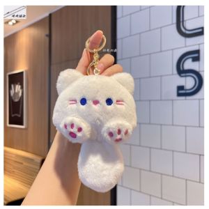 Korean Style Cat Plush Keychain Cartoon Cat Doll Pendant Cute Key Ring Bag Charm Soft Plushie Gift