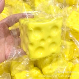 Squishy Cheese Cube Squeeze Toy Slow Rebound Sticky Stress Relief Fidget Toy Soft Food Creative Simulation Cheese Anti-anxiety Toys