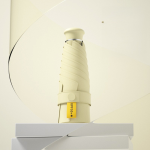 Retractable Handle Sunscreen Capsule Umbrella Womens Sunny Rain Two Use UV Protection Sunscreen Compact Foldable Umbrella Double-stage Double Keel