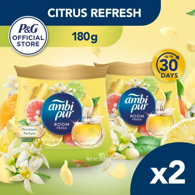 Ambi Pur Air Freshener Gel Room Fresh Citrus Refresh Premium Parfum 2 x 180g
