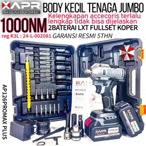 APR BOR IMPACT WRENCH 500NM AP126PROMAX+ GARANSI RESMI 5THN MESIN PEMBUKA BAUT RODA MOBIL MOTOR CVT