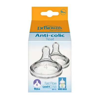 Dr. Brown’s™ Wide-Neck Baby Bottle Silicone Nipple/Teat 2-Pack