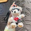 WENSH Crossbody Camera Bear Pilot Bear Keychain Bag Pendant Stuffed Animal Plush Bear Dolls Creative Japanese Style Pilot Travel Bear Key Ring Girls Boys. 