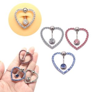 HENLI Geometric Heart-shaped Party Bar Gifts Hollow Rhinestones Belly Button Ring Belly Piercing Love Navel Ring Body Jewelry