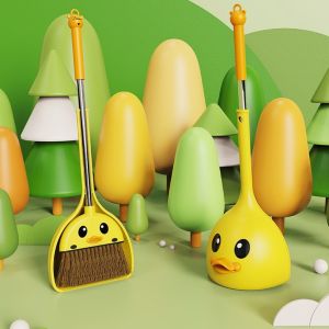 Ecoplanet COD#Mini Broom and Dustpan Set for Kids - Cute Yellow Duck for Girls & Boys - Toddler Broom Set for Household Cleaning and Pretend Play - Perfect for Toddlers & Preschooler