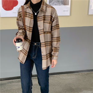 KEMEJA FLANEL WANITA KOTAK KOTAK LENGAN PANJANG CASUAL TARTAN SHIRT