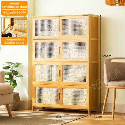 Storage Cabinet Bamboo Cabinet 4/6/8/10 Layers Bookshelf Storage Rack Cabinet Storage HomeStorage Cabinet Almari Buku 置物柜