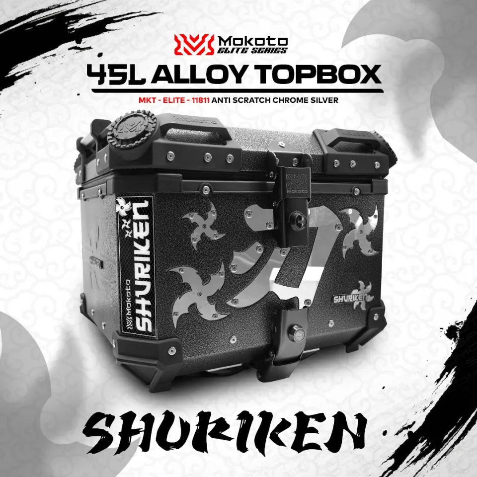 MOKOTO ELITE SERIES 45L SHURIKEN DESIGN ALLOY TOP BOX DOUBLE LOCK
