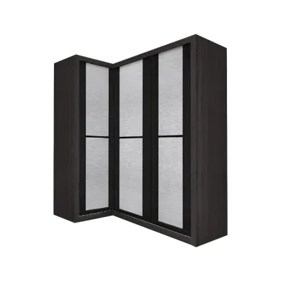 Living Mall Ansan Sliding Door Corner Wardrobe with Top Compartment with Drawer w/ Lock in 3 Colour