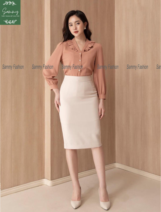 Grace Button Skirt/ Cream White
