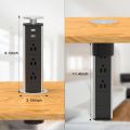 Kungfuking Pop Up Outlet Socket Recessed Retractable Power Strip Charging Station with 3 US Plug and 2 USB Ports for Kitchen Counter Island Conference Office, Black. 