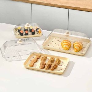 CMIEN7 Stackable Rectangular Storage Tray Cherry Pattern Lightweight Fruit Tray Multifunctional Scratch Resistant Plastic Dessert Tray Kitchen Organizer