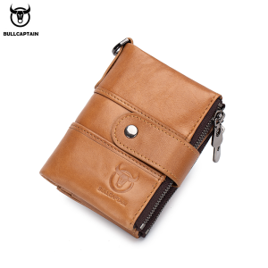 BULLCAPTAIN Mens Genuine Leather Wallet Rfid Function High Quality Leather Fashion Chain Multifunctional Mens Pocket Wallet2026