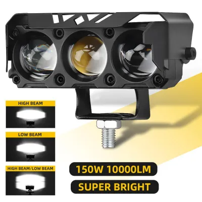 12V / 24V Lampu Sorot Tembak Mobil Lampu LED Tembak Sorot D3 SQL Lampu Tembak Sorot LED Laser 3 Mata 4 Mata 6mata 80 Watt 2 Warna Putih Kuning/Devil Eye Super Terang Full BESI