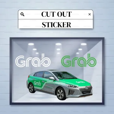 Cut Out Waterproof Sticker for Grab / Lalamove / AirAsia Rider – Custom Name Logo Delivery Kereta Helmet LaptopBox Label