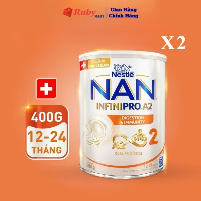 Combo 2 Lon Nestlé NAN INFINIPRO A2 2 Sữa Bột Cho Trẻ 1-2 Tuổi 400G Nhập Khẩu Thụy Sĩ Chứa Đạm Quý A2 Và Phức Hợp 6HMO