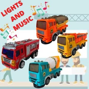 🔥Mainan Bomba Lori Construction Dengan Lagu & Lampu Fire Truck Truck Cement Mixer Tanker Toys Truck With Music&Light🔥