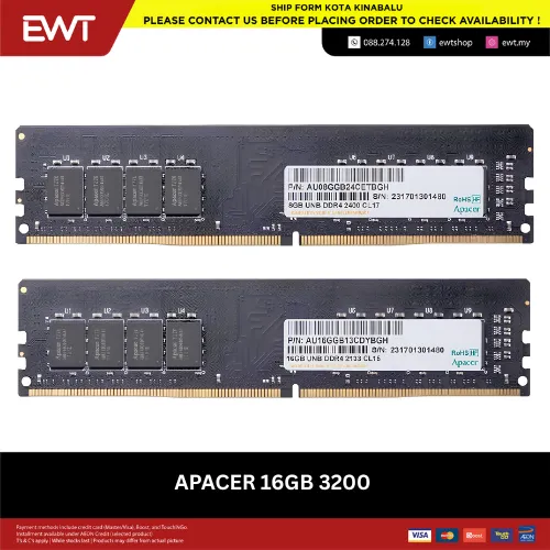 Apacer DDR4 Desktop 3200MHz RAM Memory Modules (8GB/16GB)