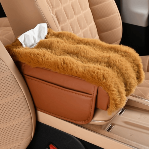 SFJHF Plush Car Armrest Box Mat Interior Decor Three-in-one Central Elbow Booster Pad Elbow Cushion Storage Pocket Car Armrest Pad Car Interior
