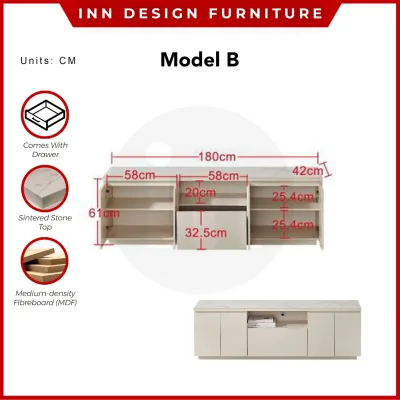 INNDESIGN RISE TV CONSOLE WITH SINTERED STONE TOP