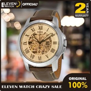 [Promo] Jam Tangan Pria FS ME3122 / ME 3122 Grant Automatic Silver Skeleton Dial Brown Leather Strap Original Garansi 2 Tahun [✔COD][100% Authentic]